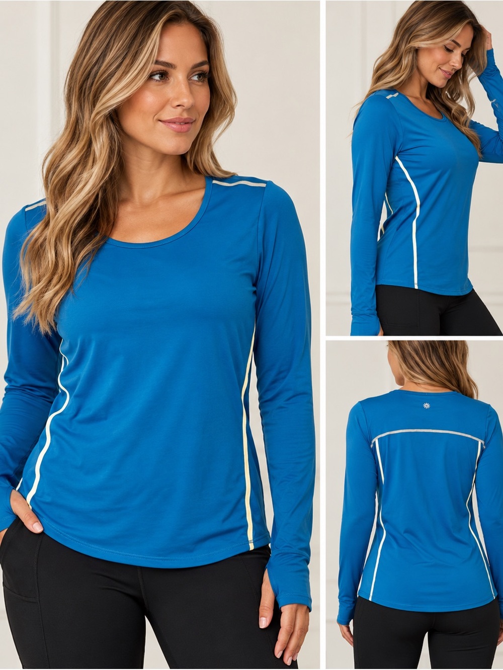 Athleta Long Sleeve Athletic Top Size XL Blue